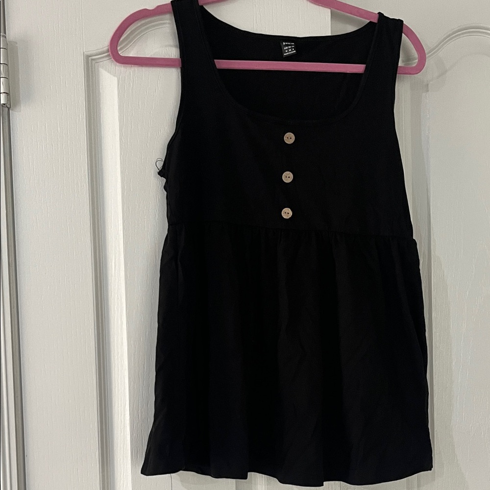 Maternity Black Button-Accent Sleeveless Women’s Top